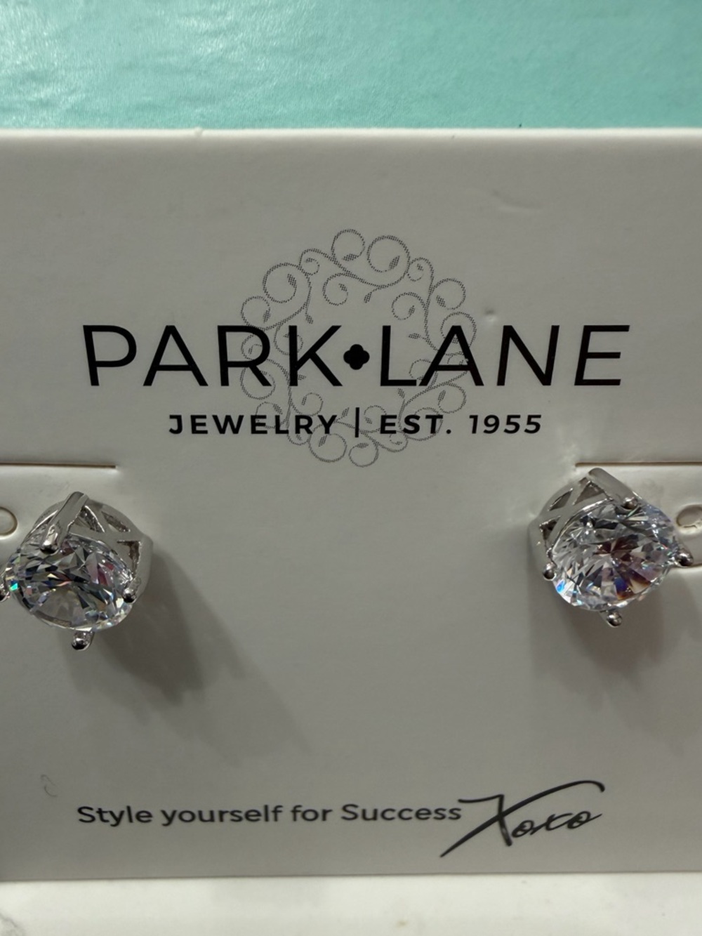 Park Lane Women’s Elegant Silver Impression Earrings Crystal Studs NWT